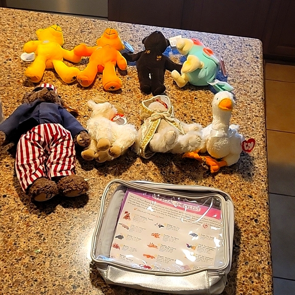 Ty Other - 1993 bundle of Ty Beanie babies with 4 bonus non beanie Baby dolls plus case